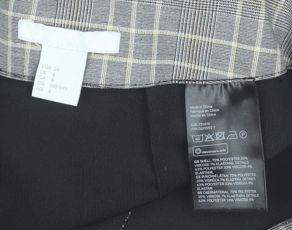 H&M Women Grey Plaid Pencil Skirt Size 6 Ruffle Business Casual