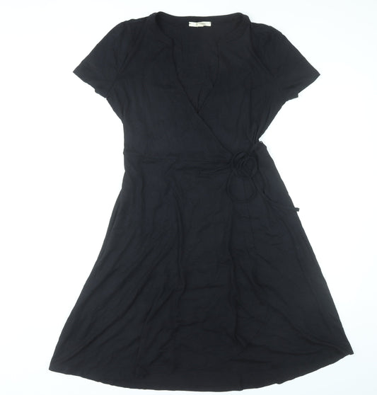 Additional front view of ESPRIT Women Black L Wrap Dress Viscose Short Sleeve