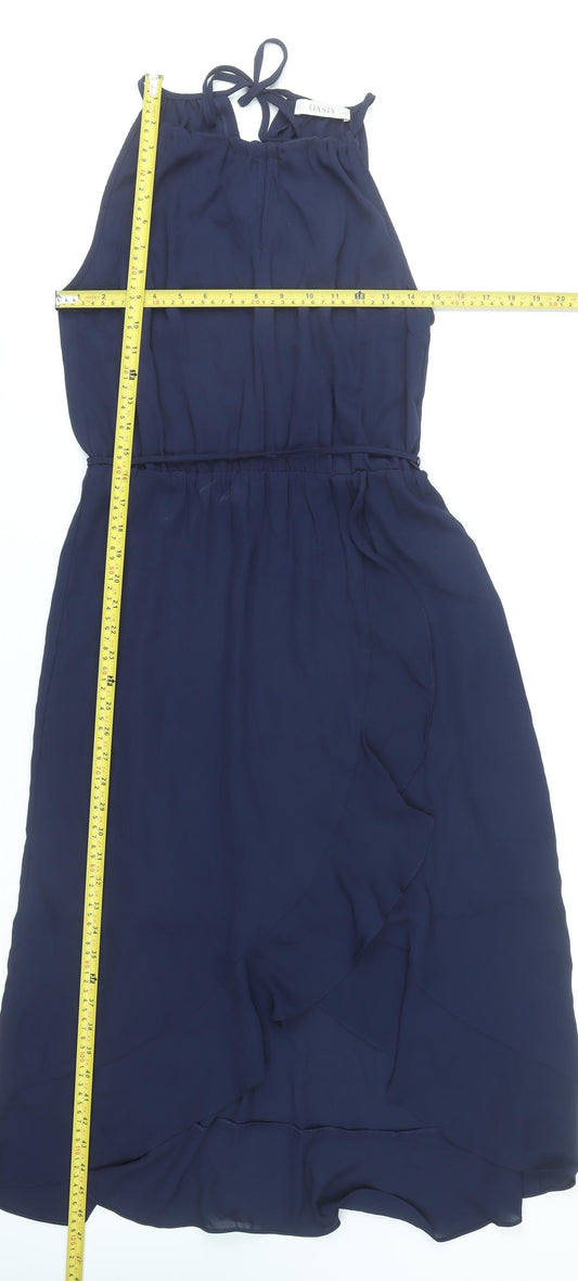 Oasis Women’s Blue Size 12 Halter Neck Wrap Dress