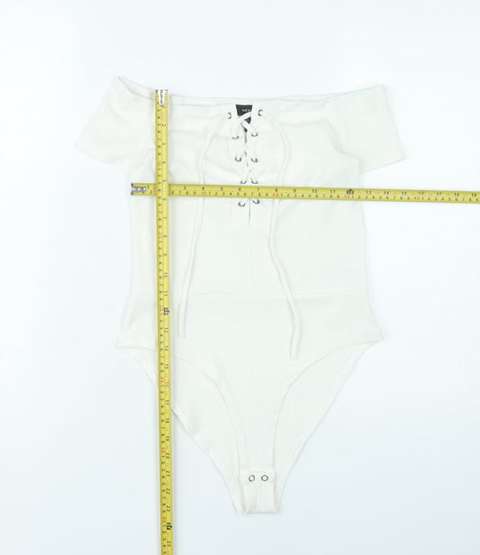 New Look Women’s Ivory Off-Shoulder Lace Up Bodysuit UK 12