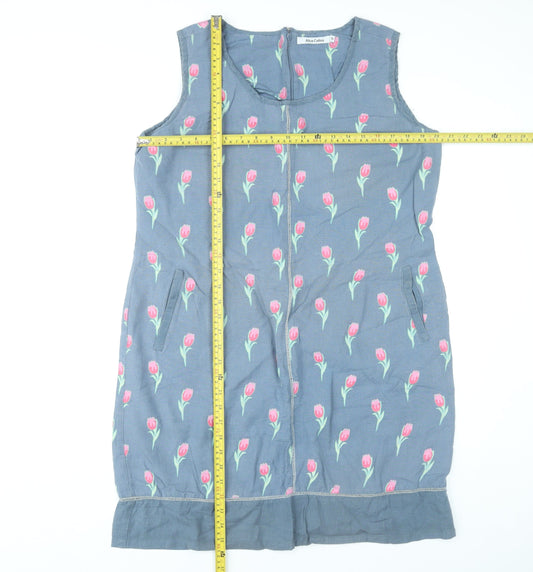 Alice Collins Women’s Blue Floral Shift Dress Size 16 Sleeveless