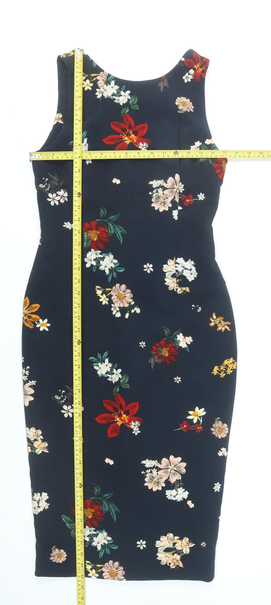 Zara Women’s Multicoloured Floral Sheath Dress Size 12 Sleeveless