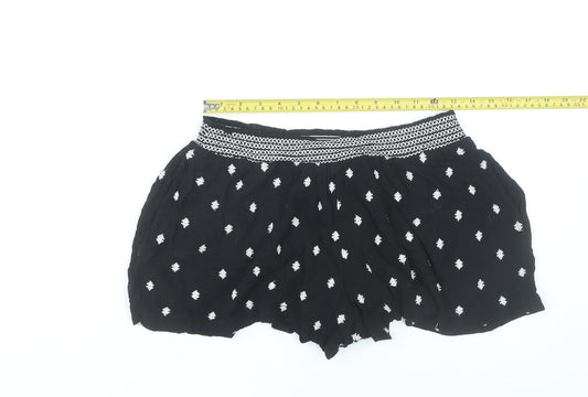 New Look Womens Black Size 10 Culotte Embroidered Shorts