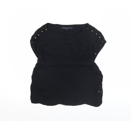 French Connection Women’s Black Studded Blouse Size 6 Sleeveless Tunic