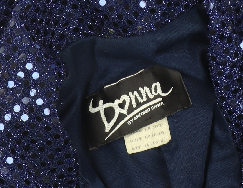 Donna by Antonio Enne Women’s Blue Sequin Sleeveless Sheath Dress Size 8