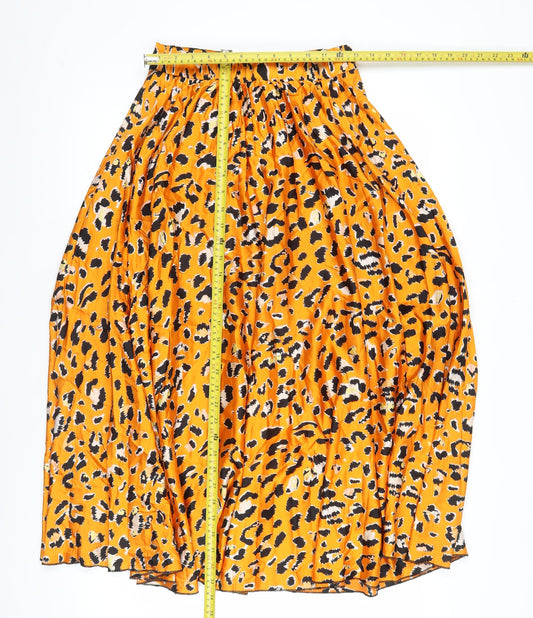 New Look Women’s Orange Leopard Print Size 8 Knee Length Skirt