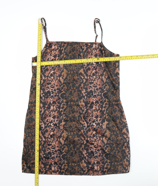 Collusion Women’s Brown Animal Print Slip Mini Dress Size 10