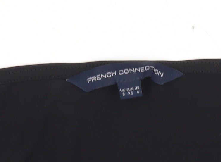 French Connection Womens Black Size 8 Cropped Puff Sleeve Blouse