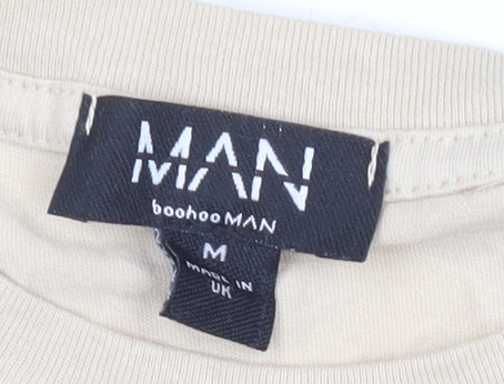 Mens UK Size M boohooMAN Beige T-Shirt