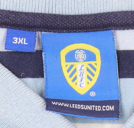Leeds United Men’s Blue Striped Polo Shirt 3XL Cotton Casual
