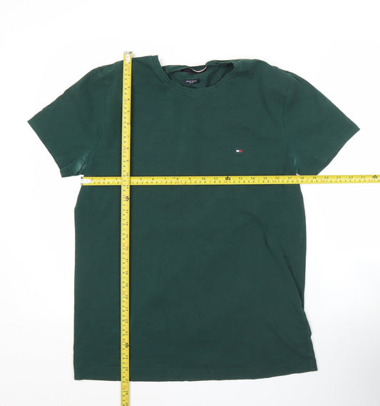 Tommy Hilfiger Men’s Green Slim Fit Cotton Logo T-Shirt Size L