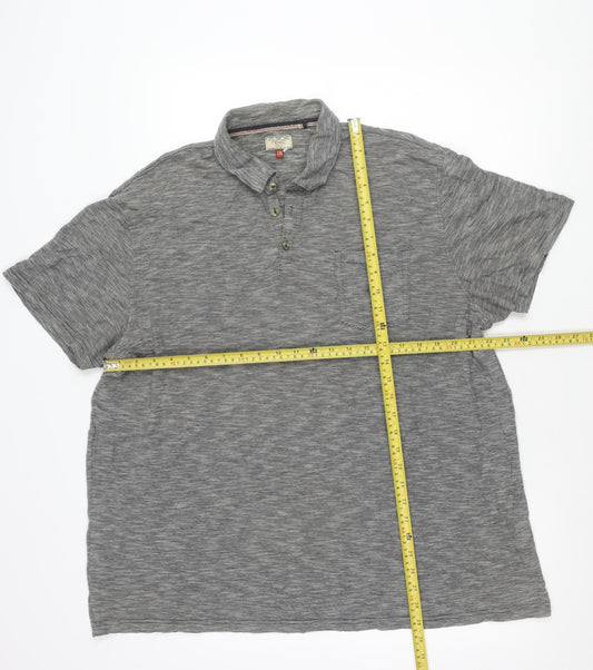 Next Men's Grey Striped Polo Shirt Size 2XL Regular Fit Cotton Blend