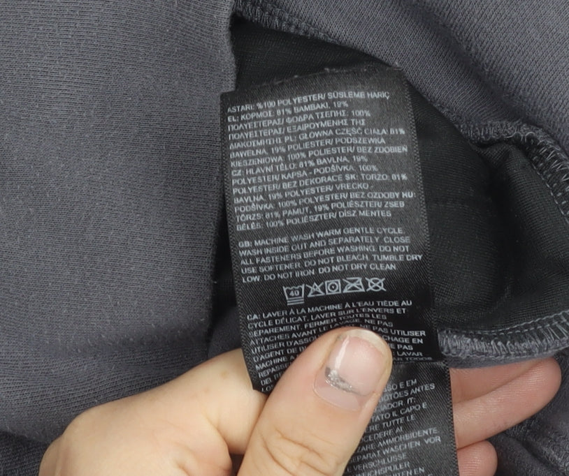 The North Face Boys Grey Black Logo Pullover Hoodie XL Cotton Blend