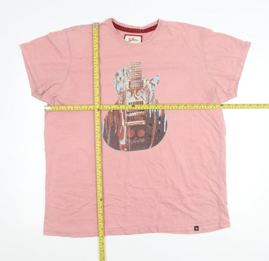 Joe Browns Men's Pink 2XL Music Graphic Cotton T-Shirt