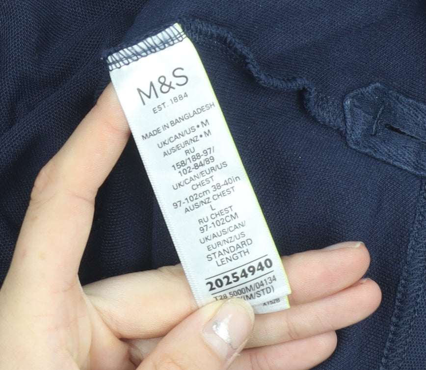 Marks and Spencer Men’s Blue M Polo Shirt Cotton Regular Fit