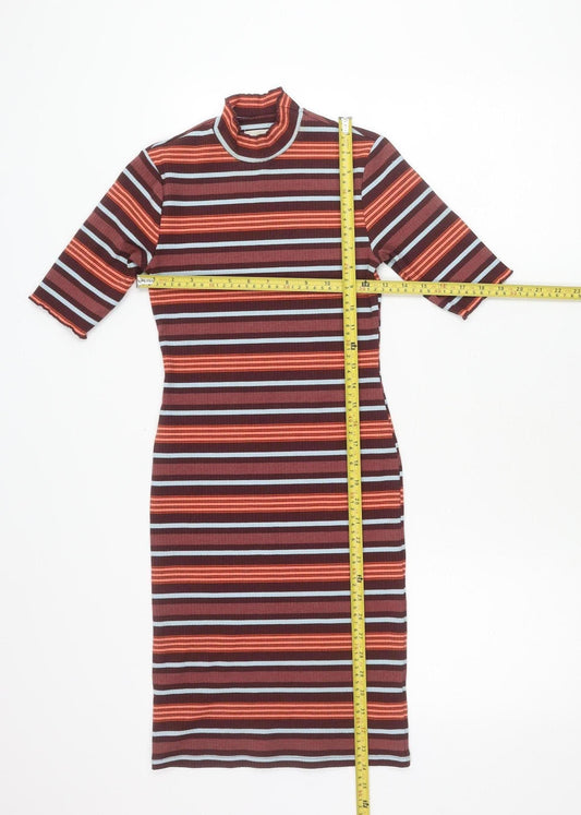 Urban Outfitters Women Multicoloured XS Bodycon Midi Dress High Neck