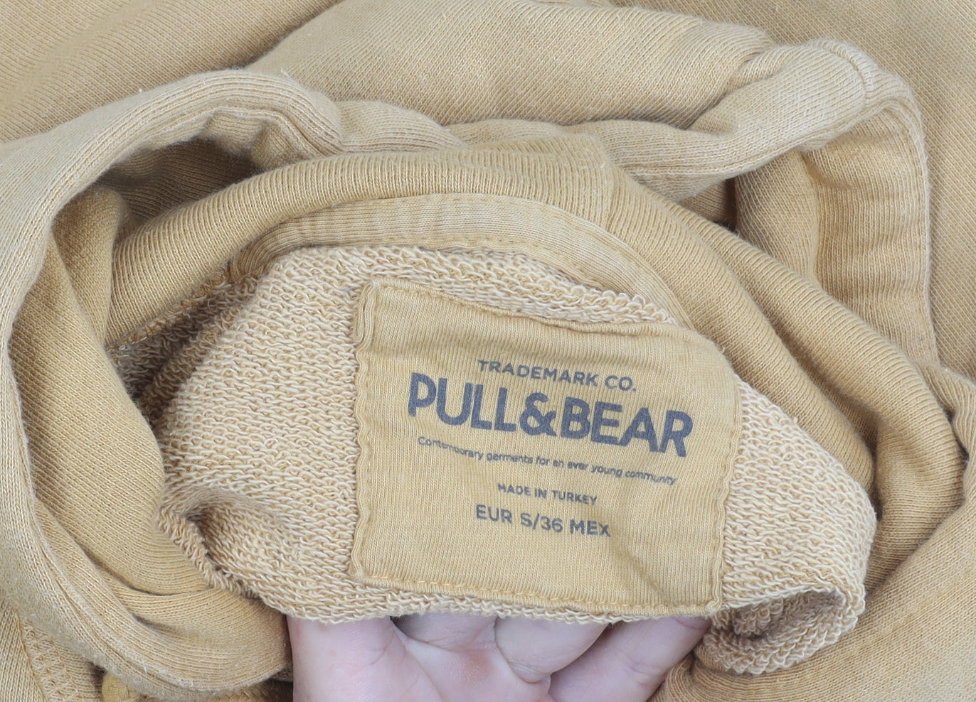Mens UK Size S Pull & Bear Beige Pullover Hoodie