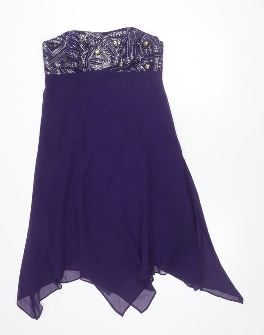 Debut Women’s Purple Strapless Hi-Low Sequin Formal Dress Size 12