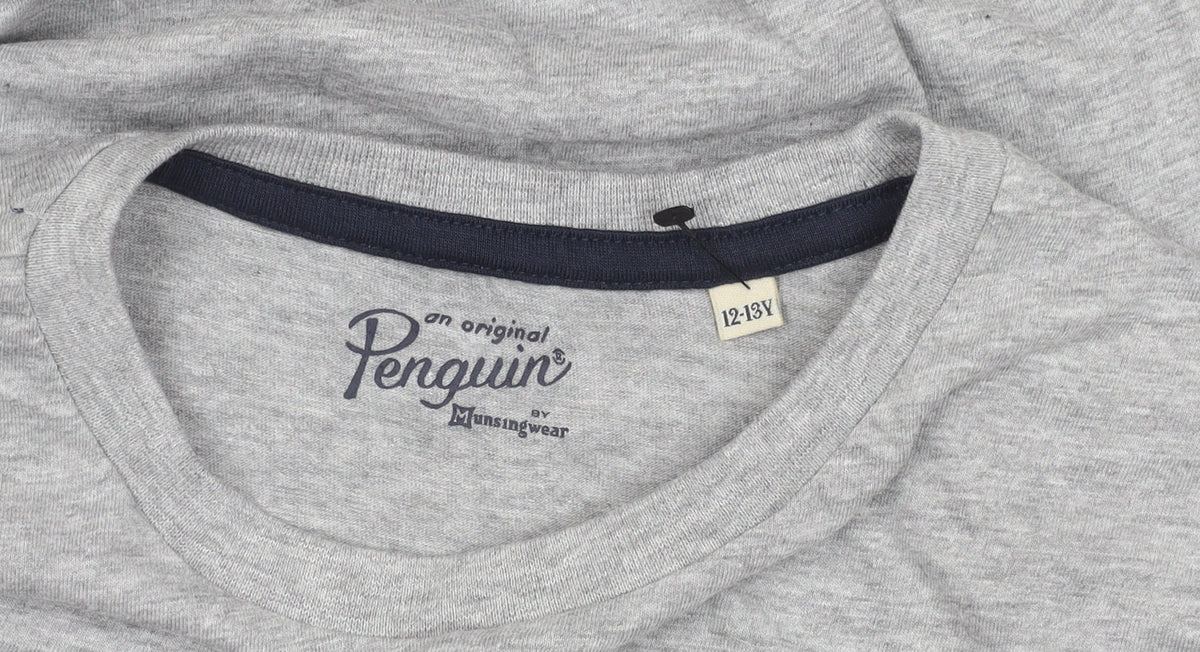 Additional view of Original Penguin by Munsingwear Teens Grey Graphic Penguin Logo T-Shirt 12 Slim