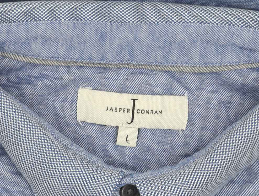 Jasper Conran Men’s Blue Cotton Polo Shirt L Short Sleeve Casual
