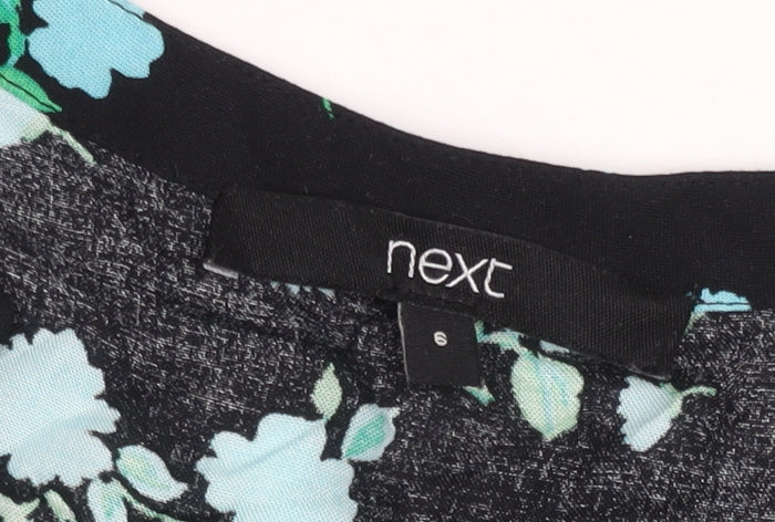 Next Women’s Black Floral Skater Dress Size 6 Viscose Knee Length
