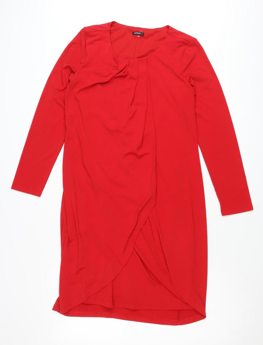 Additional front view of Roman Women’s Red, size UK 10, Wrap Dress Knee Length Long Sleeve
