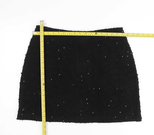Oasis Women Black L Sequin Pencil Skirt Party Cocktail