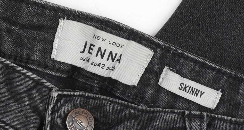 New Look Women Black Skinny Distressed Jeans UK 14 Jenna