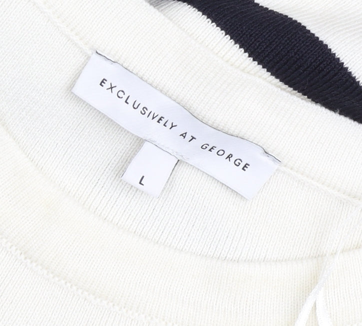 George Women’s Black White Striped T-Shirt Dress L