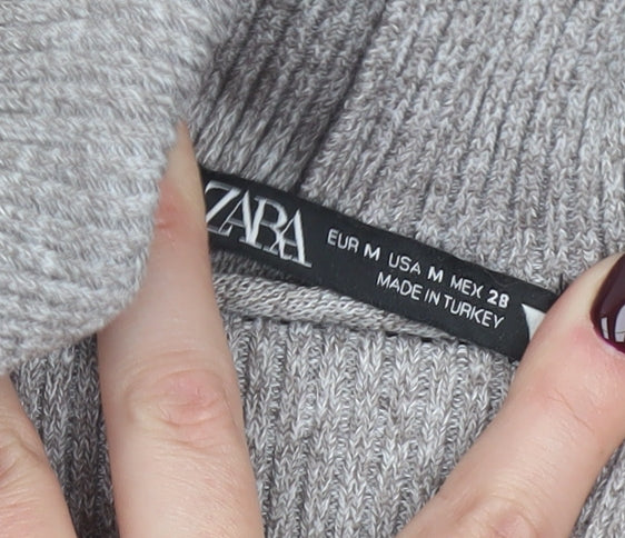 Zara Women’s Grey Knit Roll Neck Sleeveless Shift Dress Size 12
