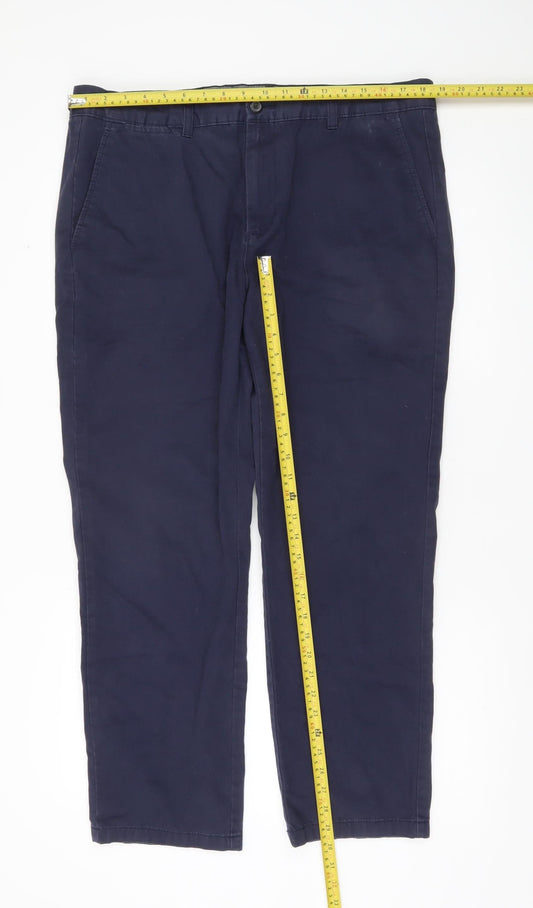 Tu Mens Blue Chino Trousers W36 L30 Straight Leg Cotton