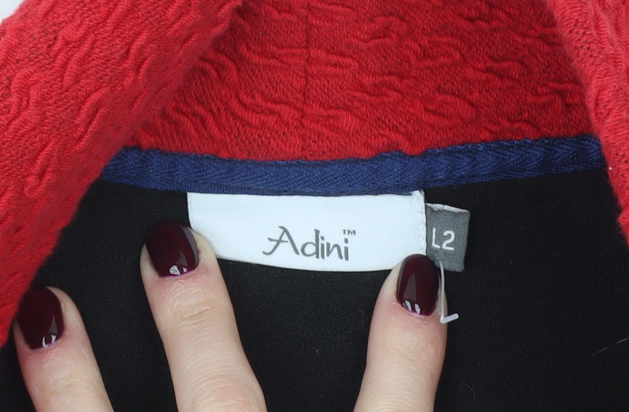 Adini Women Red Long Sleeve Tunic Roll Neck Cotton Blend Blouse L