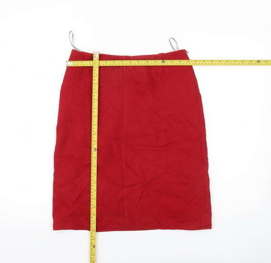 River Island Women's Red Wool Pencil Skirt Size 10 Knee Length