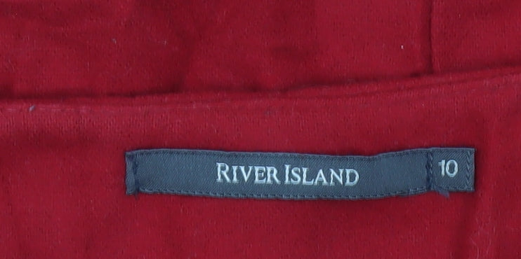 River Island Women's Red Wool Pencil Skirt Size 10 Knee Length