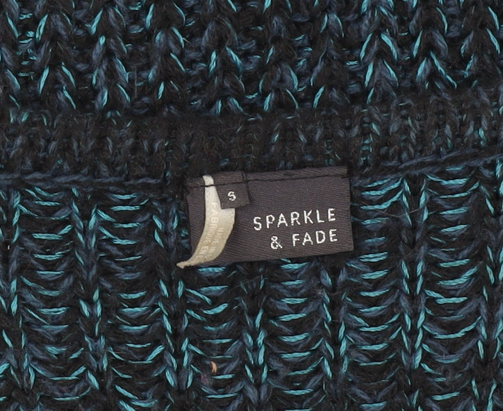 Sparkle & Fade Womens Blue Scoop Neck Chunky Knit Jumper Size S