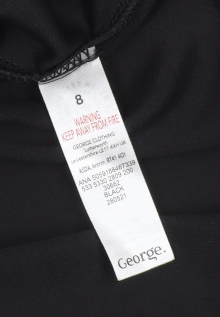 George Women’s Black Size 8 Short Wrap Dress Puff Sleeve