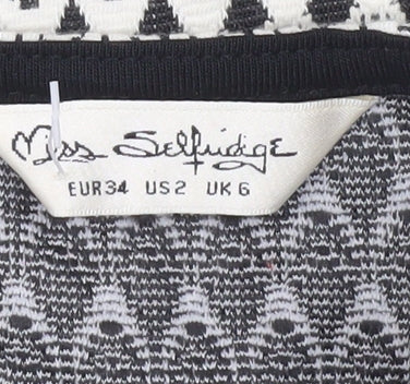 Miss Selfridge Womens Black Skirt UK 6 Geometric Stretch Knit