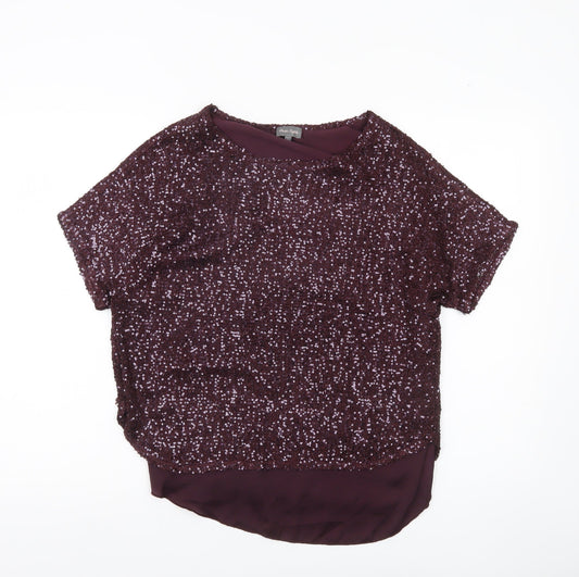 Phase Eight Women’s Purple Sequin Tunic Blouse Size S Party Top