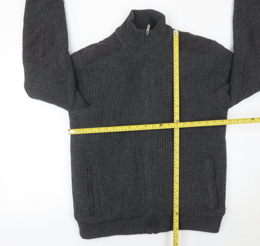 Kangol Men’s Grey XL Full Zip Knit Jumper High Neck Winter