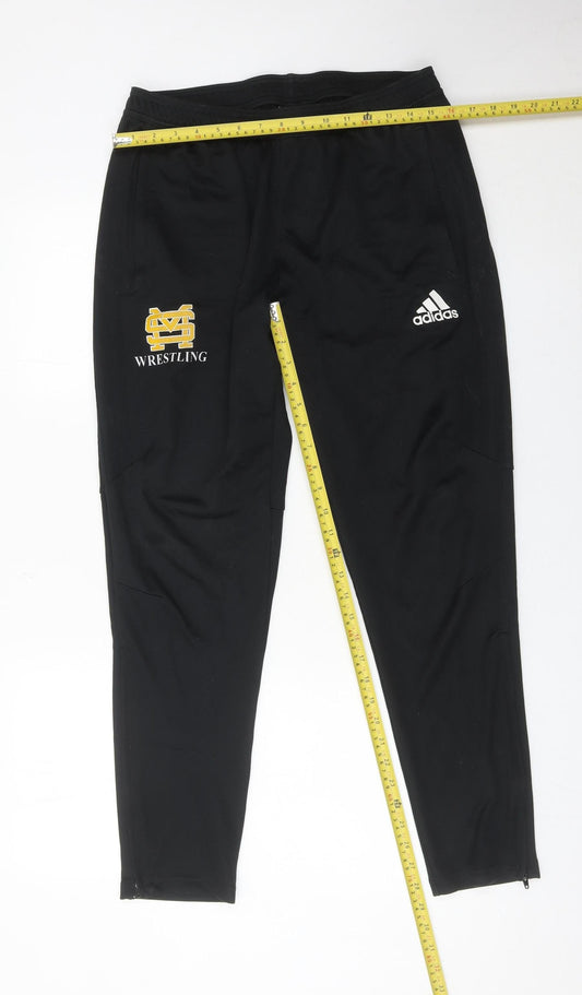Adidas Men’s Black Jogger Trousers L Wrestling Logo Sportswear