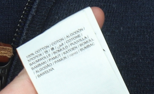 Superdry Men’s Blue XL 1/4 Zip Mock Neck Cotton Jumper