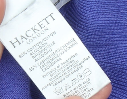 Hackett Mayfair Men's Purple 2XL Long Sleeve Polo Shirt Cotton Cashmere