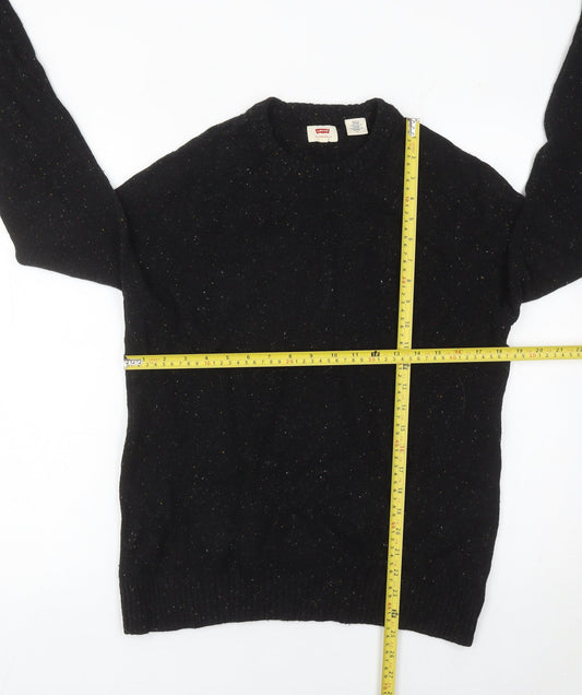 Levi's Mens Black Wool Crew Neck Pullover Jumper Size M