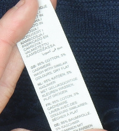 Fat Face Men’s Blue Cotton Cashmere Jumper L Quarter Zip Knit