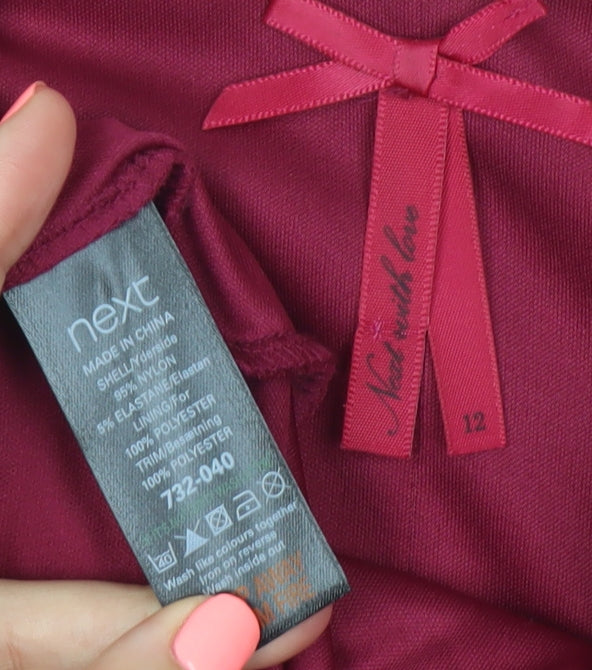 Next Women’s Pink A-Line Party Dress Size 12 Sleeveless Bow Detail