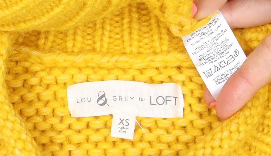 Lou & Grey Women’s Yellow Chunky Knit Mock Neck Jumper XS
