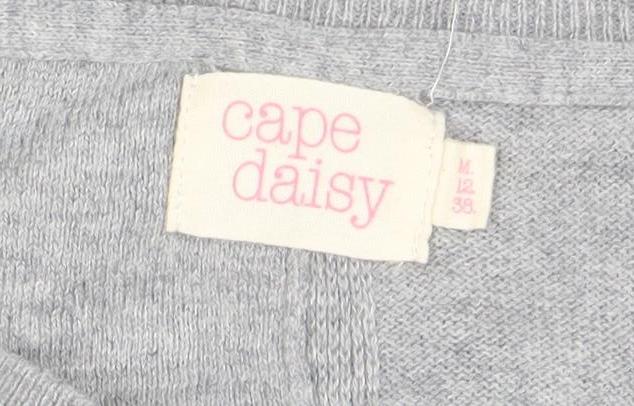 Cape Daisy Womens Grey M Cardigan Jumper Crew Neck Knit