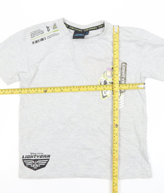 Disney Pixar Boys Grey Buzz Lightyear Graphic T-Shirt 7-8 Years