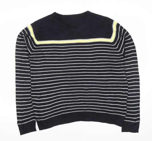 Cedar Wood State Men’s Blue Striped Crew Neck Jumper Size L