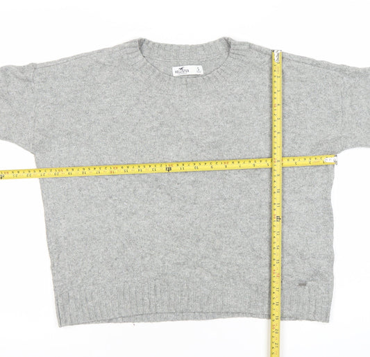 Hollister Womens Grey Crew Neck Pullover Jumper Small Wool Blend
